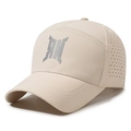 Breathable khaki baseball cap with laser-cut side vents and silver RN logo - Adjustable / Khaki