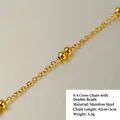 18k gold plated stainless steel bead chain necklace with 42cm plus 5cm extension - 0.4 Cross Chain with Double Beads