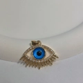 Golden Evil Eye pendant with blue heart zircon and 18K gold plating for women - Gold Eyelash Eye Style