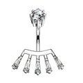 Silver stainless steel belly button ring with fan-shaped clear cubic zirconia - Style 15