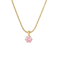 Elegante collana dorata con ciondolo in cristallo rosa scintillante e montatura a sei griffe - Oro-Zirconia Rosa
