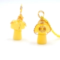 Collier avec pendentif champignon jaune fait main et décoratif en fil métallique doré - Topaze Jade Ton Or