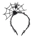 Halloween black spider web headband with lace and rose detail for party costume - Glitter Spider Web Black Rose