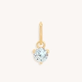 Macro view of a gold plated stainless steel pendant with a clear zircon stone setting - March Gold
