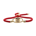Adjustable red rope bracelet with gold metal lock pendant featuring letter C zircon inlay - Red Rope Rainbow Letter C