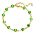 Goldenes Armband mit grünen Evil Eye Perlen und verstellbarem Karabinerverschluss - Gold mit grünen Augen