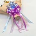 Spherical dual-tone pull bow in light blue and purple metallic ribbon for gift wrapping - Three Colors