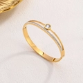 Elegant gold double-layer titanium steel bracelet featuring zircon stones and micro-pave - Gold