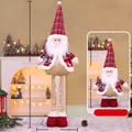 Extendable Christmas Santa doll with snowflake sweater and plaid hat, height 60 to 92cm - Large Red Grid 90CM Telescopic Santa