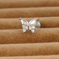 Macro shot of butterfly stud earring with iridescent gems and diamonds on velvet tray - Iridescent Butterfly / Y25048-1 Silver (Colorful Butterfly)
