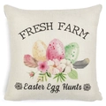 Linen Easter pillow cover featuring Fresh Farm text and watercolor egg illustrations - Zl2002064-34 / 45*45cm Cover Only