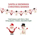 Christmas bunting banner with 8 Santa and Snowman paper cards including 3m red string - New Santa & Snowman Banner