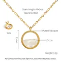 Dettaglio collana in acciaio placcato oro 18K con ciondolo tondo in zircone da 13mm - Oro 18K / Oro