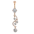 Rose gold belly ring featuring sparkling white zircon inlay and a streamlined pendant - Rose Gold S-Shape Curve