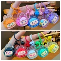 Porte-clés pailletés lapin avec figurine de fille et cloches colorées assorties - Style Fermoir Mousqueton / Style de lapin à perles lumineuses (Mélange aléatoire)