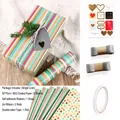 Copperplate gift wrap set with 6 sheets, ribbons and stickers for birthday and holidays - Stripe and Polka Dot Accessory Set (E) / Thick Coated Paper