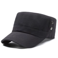 Casquette militaire noire en coton pour homme avec détails de rivets métalliques latéraux - Réglable / Gris