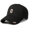 Klassische schwarze Baseballkappe mit goldener 3D-C-Stickerei und atmungsaktivem Mesh - Schwarz