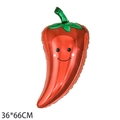 36x66cm Red chili pepper shaped foil balloon with cute cartoon smiling face for party decor - Chili