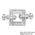 Silver square interlocking connector with cubic zirconia for jewelry making - Style-4 (Silver Square)
