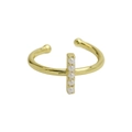 Verstellbarer Ring aus 18k vergoldetem Messing mit fünf Perlen auf einem vertikalen Stab - Buchstabe I / Gold