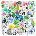 Wasserdichte Sonnenblumen und Bienen Aufkleber Set für Laptop, handgemalter Aquarellstil - Bunte Pflanzen Thema - 50 Stück