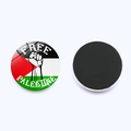 25mm Palestine flag glass fridge magnet featuring Free Palestine design and black backing - Style 1