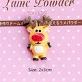 Macro detail of cartoon resin reindeer figurine with glitter horns and 2x3cm dimensions - Yellow Deer