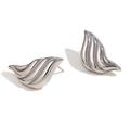 Pendientes de gota en metal líquido plateado con textura de llama para mujer - Color Acero