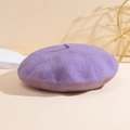 Classic purple faux cashmere beret for women in elegant violet wool felt finish - One Size / Light Purple