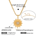 Dettaglio del pendente a cuore sole placcato oro 18K su collana in acciaio inossidabile - Cuore in Strass Completo (JDN0311232)