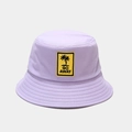 Close-up of lavender cotton bucket hat featuring Go Away palm tree embroidery - M (56-58cm) / Light Purple
