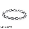 Bracelet pour homme en acier inoxydable à maillons O argentés, taille 210x8mm - Bord Rond Argent 210*8mm (KB113959-Z)