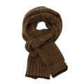 Winter men knit scarf in coffee brown with thick texture and stylish contrast trim - Scarf-Brown
