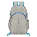 Foldable grey and blue lightweight hiking backpack with ripstop fabric and mesh side pockets - 20-35L / Gray