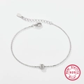 925 sterling silver bracelet featuring a shimmering zircon-encrusted letter B pendant - Letter B / White Gold