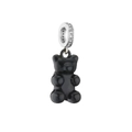 Glossy black gummy bear pendant with a sparkling silver bail encrusted with cubic zirconia - Pendant / Silver Black