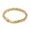 Pulsera de cadena de cuerda en acero inoxidable dorado con cierre de mosquetón seguro - 200mm x 6mm / Dorado (KB99077-Z)