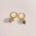 Boucles d'oreilles vintage avec pierre naturelle et pendentifs étoile dorés élégants - Style Pierre Gris Violet Doré (DEK1737)