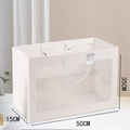 Beige rectangular gift bag with large PVC window and white rope handle, 50x15x35cm size - Horizontal Oversized Windowed / 50x15x35cm