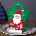 Christmas paper gift bag featuring Santa Claus illustration and Merry Christmas text - Green Background Santa Claus (No Ribbon)