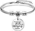 Silver charm bracelet with engraved inspirational pendant and snake chain for women - Classic (Silver Engraved)