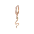 Élégantes boucles d'oreilles serpent en or rose avec yeux verts et zircons scintillants - EH00748 Or Rose