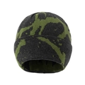 Winter warm knitted camouflage beanie hat with folded cuff in grey and army green - Green-Gray