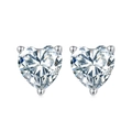 Eleganti orecchini a lobo a cuore in argento sterling S925 con zirconi cubici trasparenti - Stile Cuore Tre Griffe Argento (APE59-P)