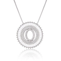 Silver round pendant necklace with cubic zirconia inlay and geometric letter design - Silver/Letter O