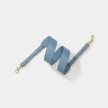 Adjustable grey-blue leather handbag strap with gold studs and swivel lobster clasps - Light Blue Gold Buckle