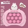 Pink rabbit handheld pop puzzle game console with four fun game modes for kids - White Rabbit