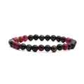 Natural 8mm multi-color tiger eye stone beaded bracelet with polished finish on white base - 6mm / Colorful Tiger Eye