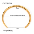 Detailed measurements of gold stainless steel choker featuring oval beads and dimensions - Gold (JDN2311005)